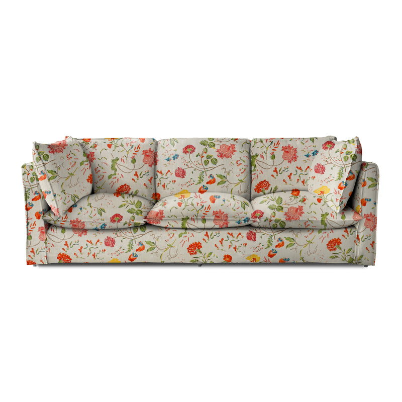 Coco 4 seater sofa with Self Piped Knife Edge cushion in Wildwood Ivory - Hand Made in USA