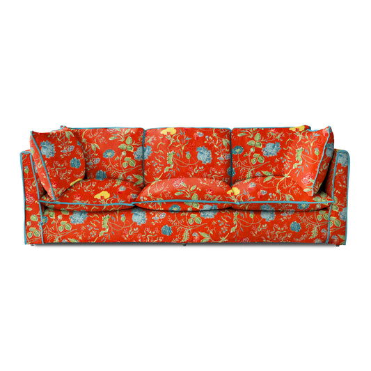 Coco 4 seater sofa with Contrast Welt Knife Edge cushion in Wildwood Pumpkin - Hand Made in USA