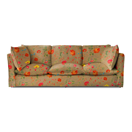 Coco 4 seater sofa with Self Piped Knife Edge cushion in Wildwood Twig - Hand Made in USA