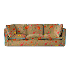 Coco 4 seater sofa with Contrast Welt Knife Edge cushion in Wildwood Twig - Hand Made in USA