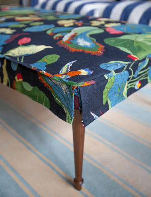 Coco Small Coffee Table in GPJ Nympheus - Linen/Teal/Green  - Hand Made in USA