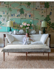 Coco Small Coffee Table Self Piped in Andrew Martin Peony Cloud - Hand Made in USA