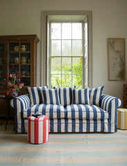 Drum Footstool in Stripes Petunia - Made to Order