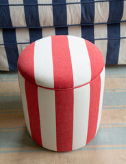 Drum Footstool in Stripes Petunia - Made to Order