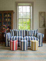 Drum Footstool in Stripes Petunia - Made to Order