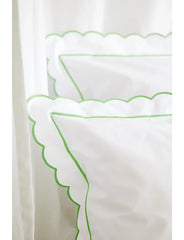 Green Scalloped Square Pillowcase (65cm x 65cm) - Pre Order for Delivery in Late December 