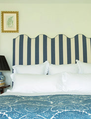 Scalloped Super King Headboard in Stripe Sea Holly - Available Now