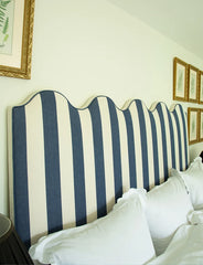 Scalloped Super King Headboard in Stripe Sea Holly - Available Now