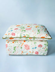 Coco Footstool with Self Piped Knife Edge cushion in Andrew Martin Wildwood Ivory - Available Now