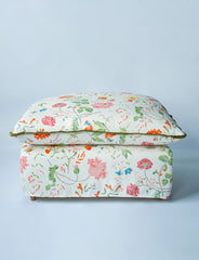 Coco Footstool with Self Piped Knife Edge cushion in Andrew Martin Wildwood Ivory - Available Now