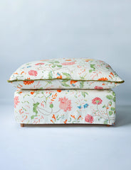 Coco Footstool with Self Piped Knife Edge cushion in Andrew Martin Wildwood Ivory - Available Now