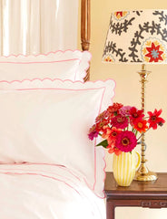 Pink Scalloped Square Pillowcase (65cm x 65cm) - Pre Order for Delivery in Late December 