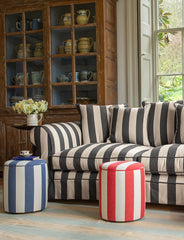 Salthrop Sofa with Self Piped Knife Edge cushion in Stripes Black and White - Hand Made in USA