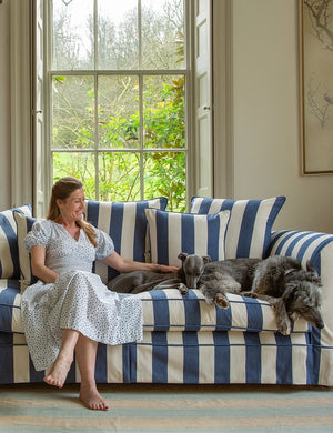 Barton Large Sofa with Scatter Cushions in Stripes Sea Holly - Hand Made in USA
