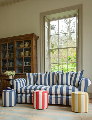 Barton Large Sofa with Scatter Cushions in Stripes Sea Holly - Hand Made in USA