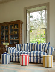 Salthrop Sofa with Self Piped Knife Edge cushion in Stripes Sea Holly - Hand Made in USA