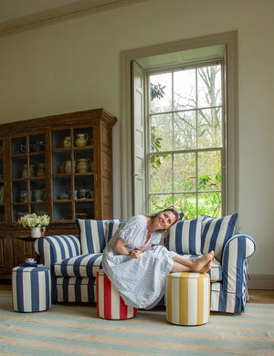 Barton Large Sofa with Scatter Cushions in Stripes Sea Holly - Hand Made in USA