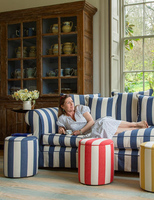 Barton Large Sofa with Scatter Cushions in Stripes Sea Holly - Hand Made in USA
