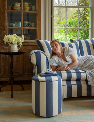 Barton Large Sofa with Scatter Cushions in Stripes Sea Holly - Hand Made in USA