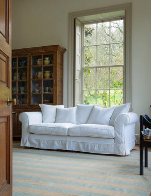 Barton Large Sofa with Scatter Cushions in Cotton Linen Snow Drop - Hand Made in USA