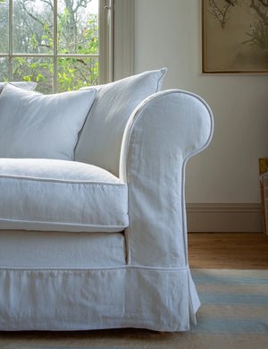 Barton Large Sofa with Scatter Cushions in Cotton Linen Snow Drop - Hand Made in USA