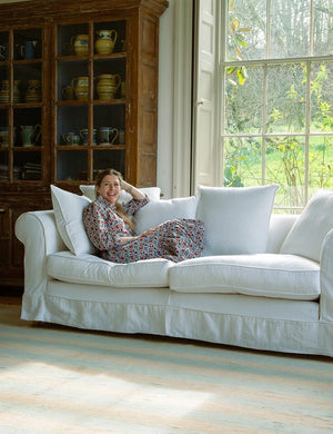 Barton Large Sofa with Scatter Cushions in Cotton Linen Snow Drop - Hand Made in USA