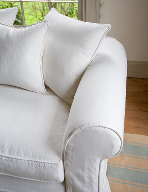Barton Large Sofa with Scatter Cushions in Cotton Linen Snow Drop - Hand Made in USA