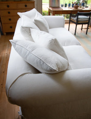 Barton Large Sofa with Scatter Cushions in Cotton Linen Snow Drop - Hand Made in USA