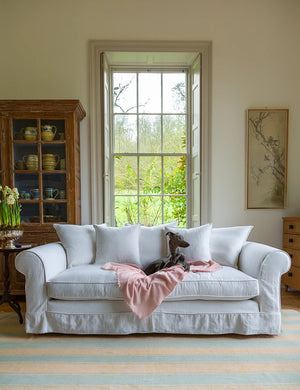 Barton Large Sofa with Scatter Cushions in Cotton Linen Snow Drop - Hand Made in USA