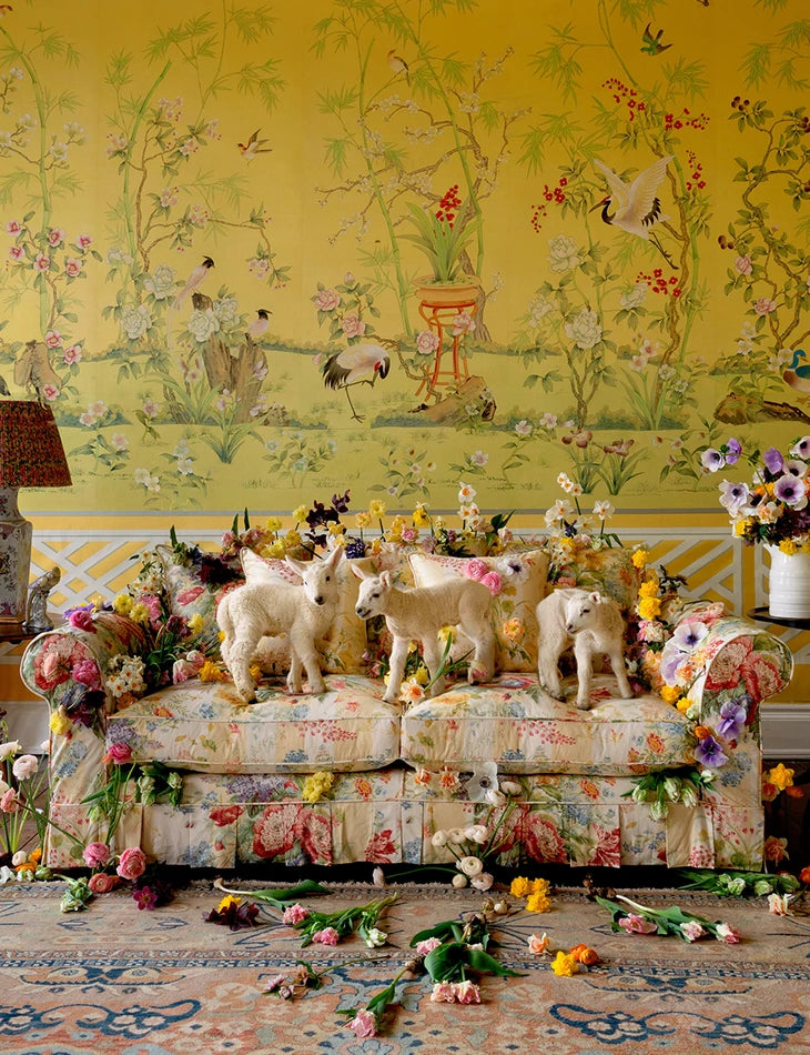 Barton Large Sofa with Scatter Cushions in Stripe Berrington by Colefax and Fowler - Hand Made in USA