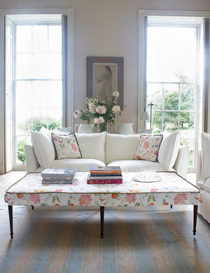 Coco Large Coffee Table Contrast Welt in Andrew Martin Wildwood Ivory  - Hand Made in USA
