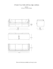 Coco 4 seater sofa with Contrast Piped Box Edge cushion in Customers Own Material (excl. Fabric)  - Hand Made in USA