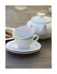 White Porcelain Tea Cup & Saucer - Set of 4